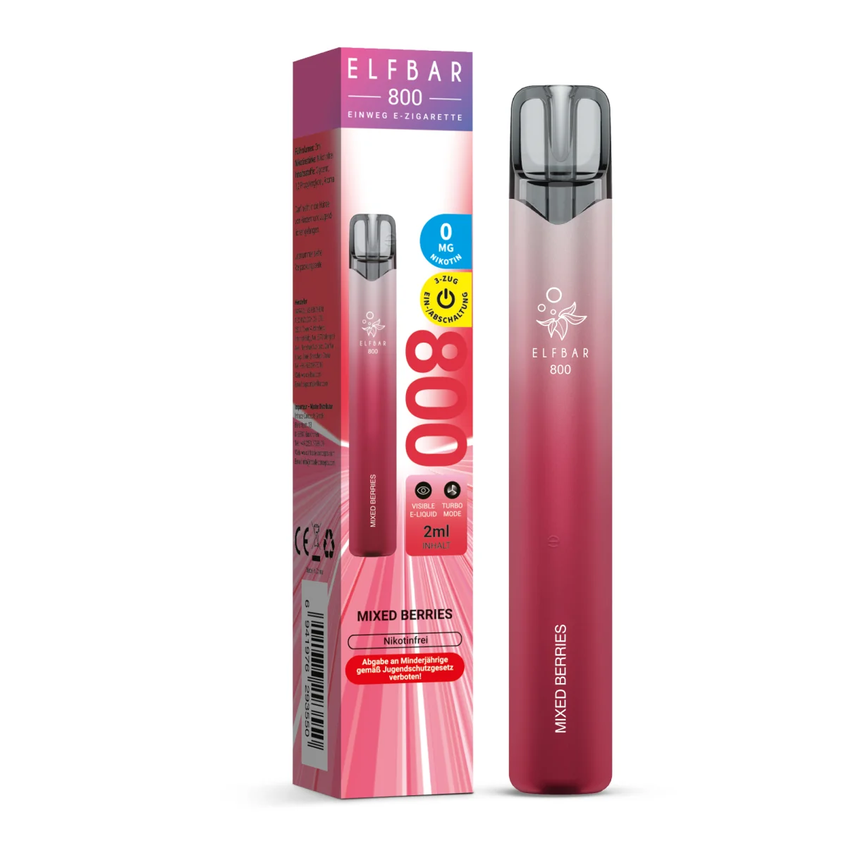 Elfbar 800 Einweg E-Zigarette Mixed Berries Nikotinfrei