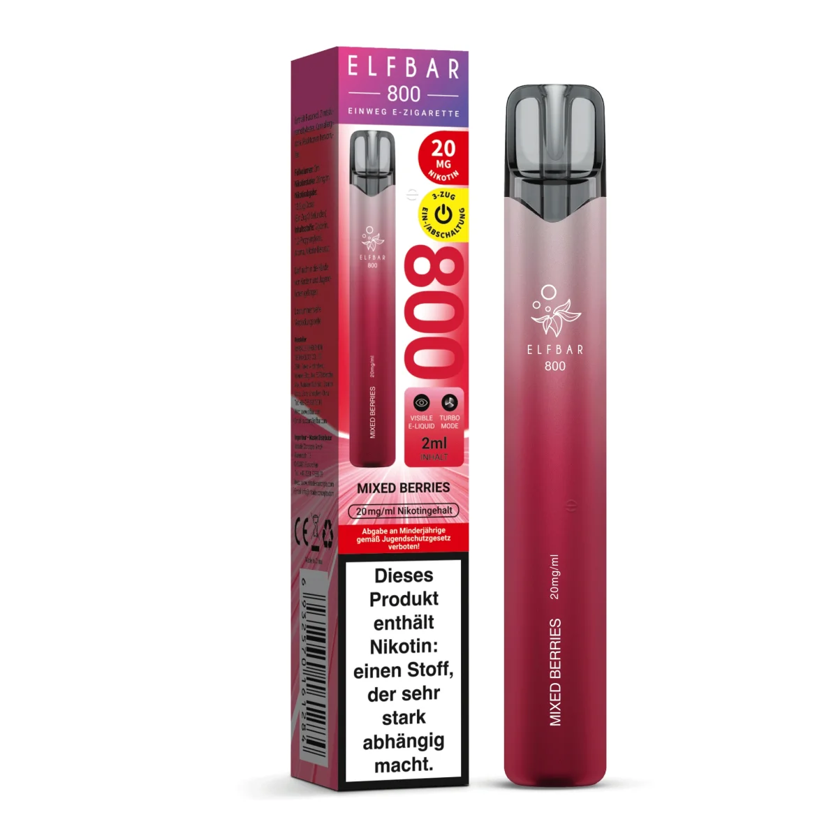 Elfbar 800 Einweg E-Zigarette Mixed Berries 20mg