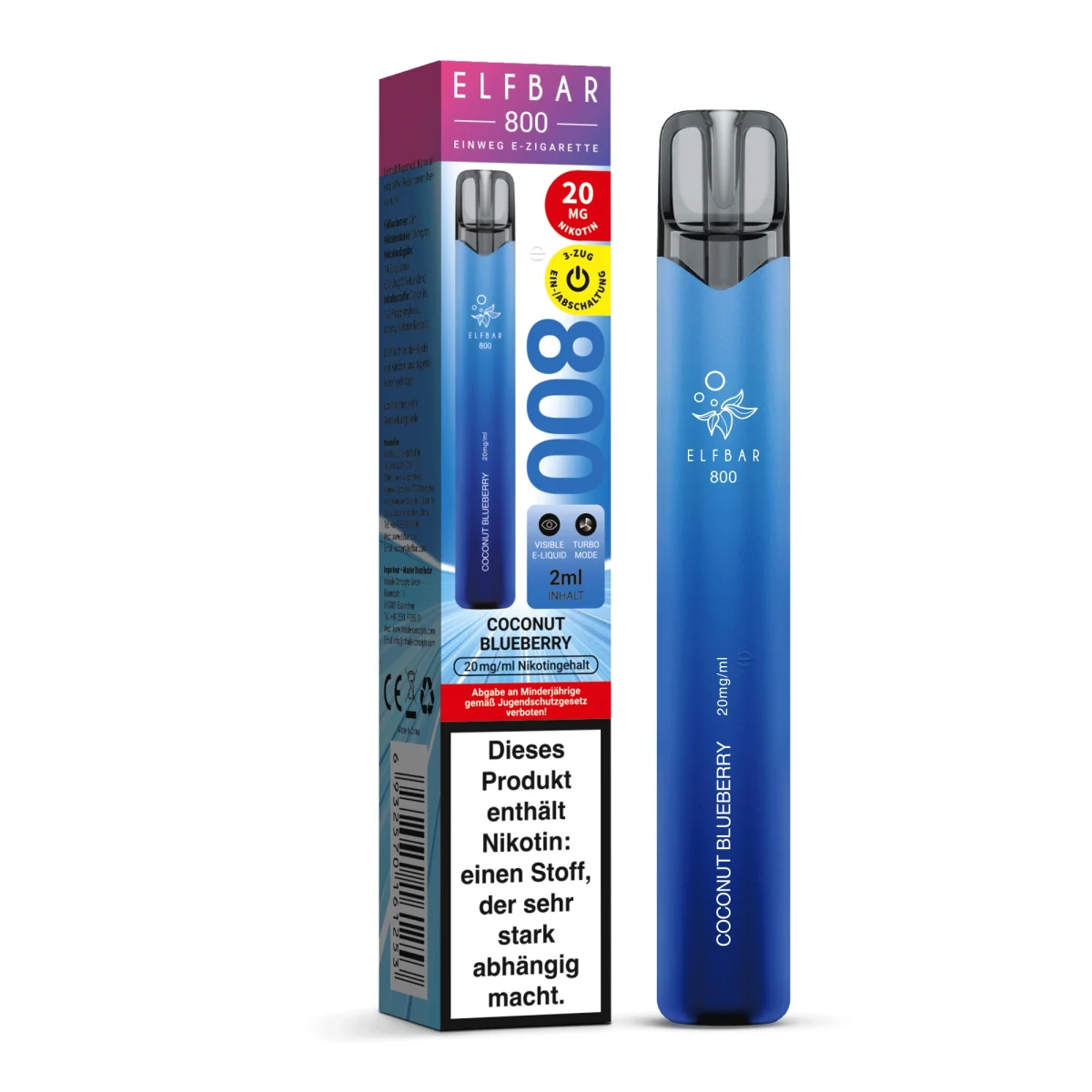 Elfbar 800 Einweg E-Zigarette Coconut Blueberry 20mg