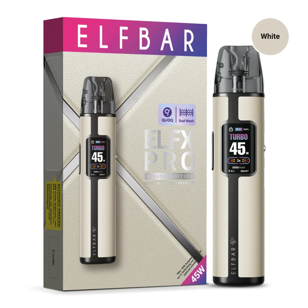 ELFX Pro by Elfbar Refillable Pod Kit White ELFX Pro by Elfbar Refillable Pod Kit White