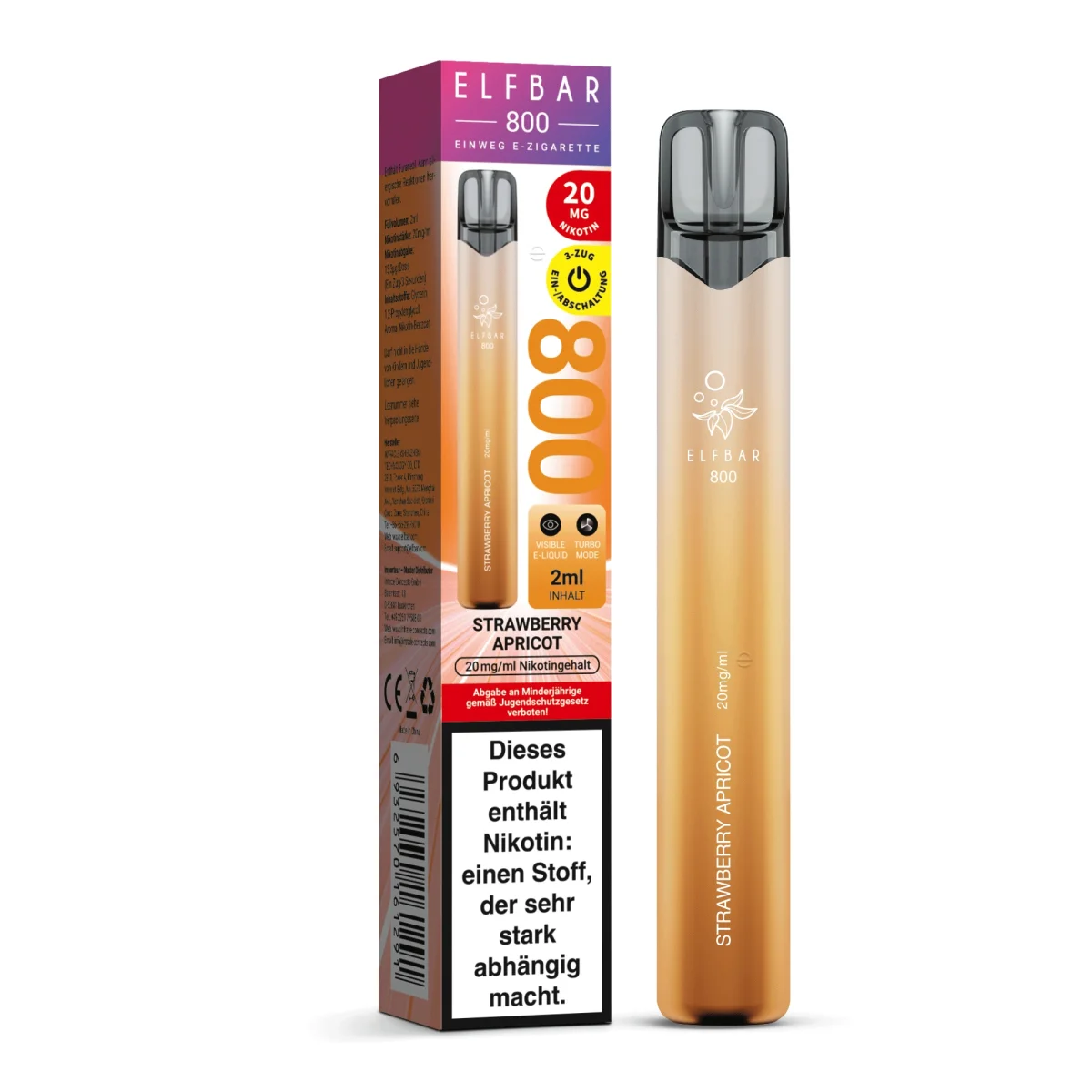 Elfbar 800 Einweg E-Zigarette Strawberry Apricot 20mg Elfbar 800 Einweg E-Zigarette Strawberry Apricot 20mg