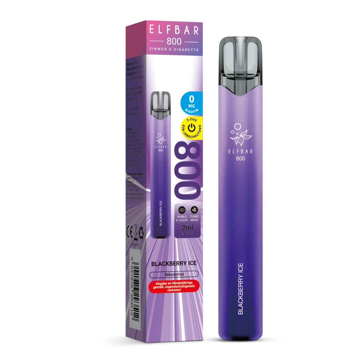 Elfbar 800 Einweg E-Zigarette Blackberry Ice Nikotinfrei