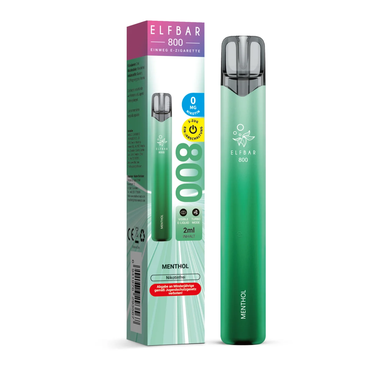 Elfbar 800 Einweg E-Zigarette Menthol Nikotinfrei