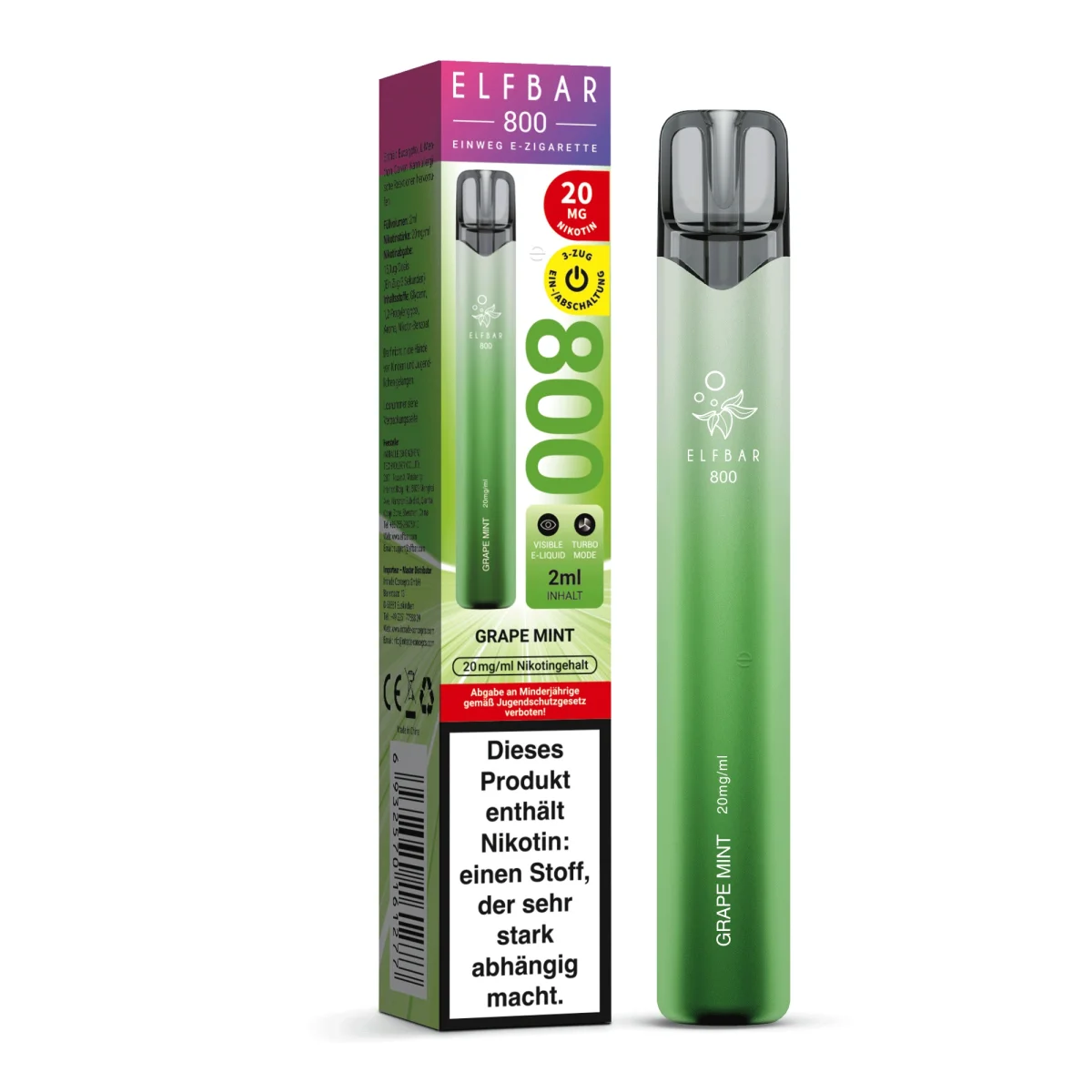 Elfbar 800 Einweg E-Zigarette Grape Mint 20mg
