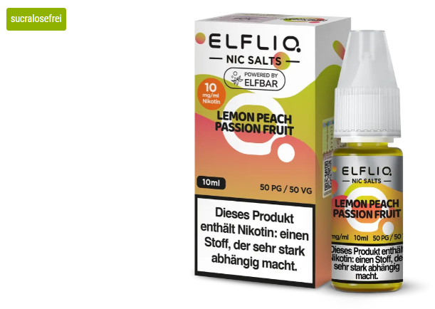 Elfliq Nikotinsalz Liquid 10ml - Lemon Peach Passion Fruit 10MG Elfliq Nikotinsalz Liquid 10ml - Lemon Peach Passion Fruit 10MG