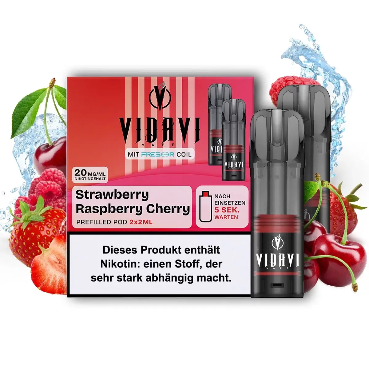 Vidavi Pods Strawberry Raspberry Cherry 20mg 2 Stk