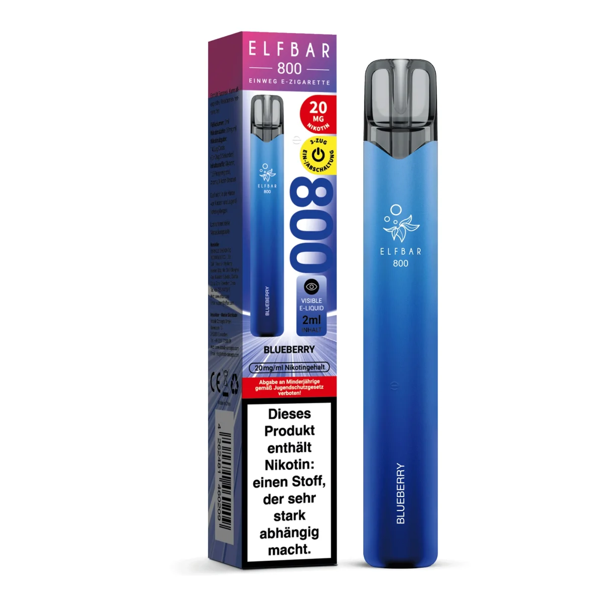 Elfbar 800 Einweg E-Zigarette Blueberry 20mg