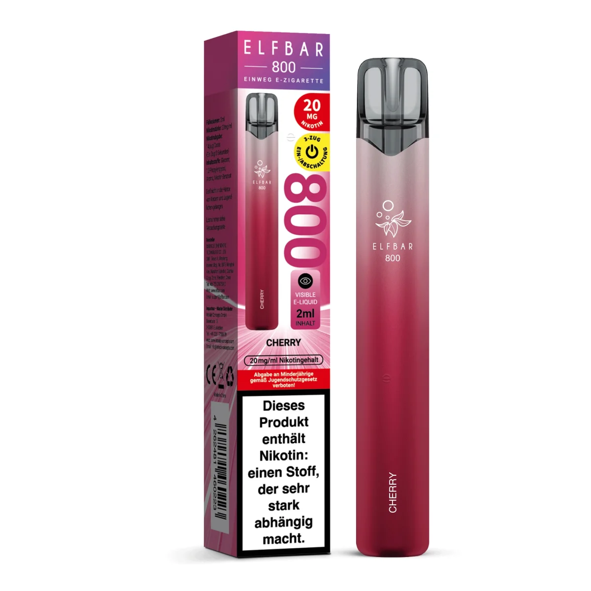 Elfbar 800 Einweg E-Zigarette Cherry 20mg