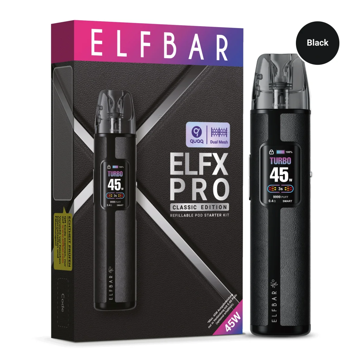 ELFX Pro by Elfbar Refillable Pod Kit Black