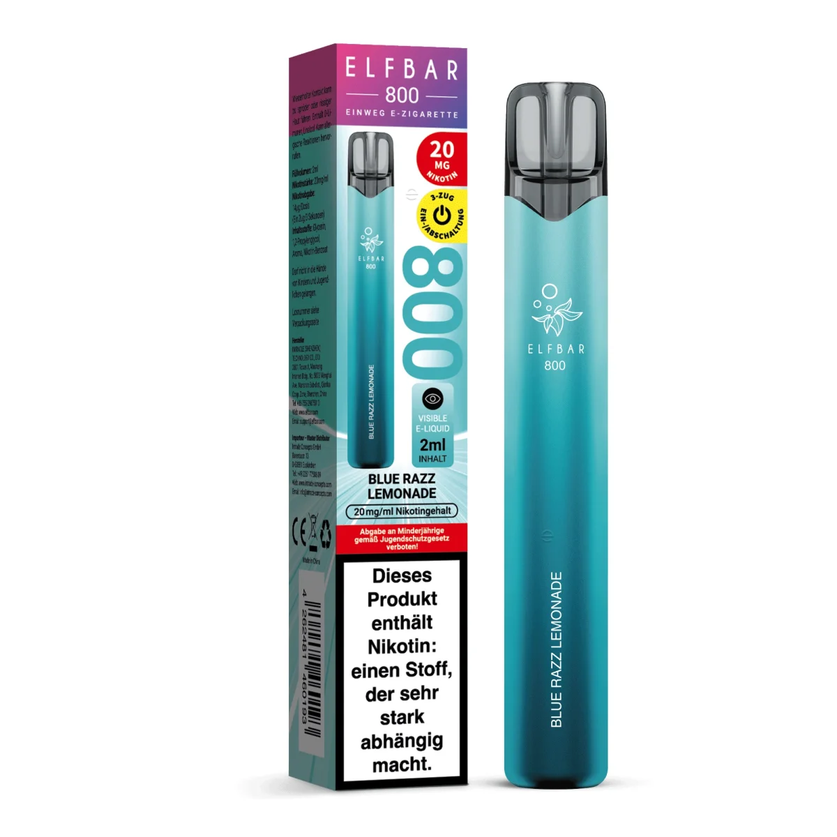 Elfbar 800 Einweg E-Zigarette Blue Razz Lemonade 20mg