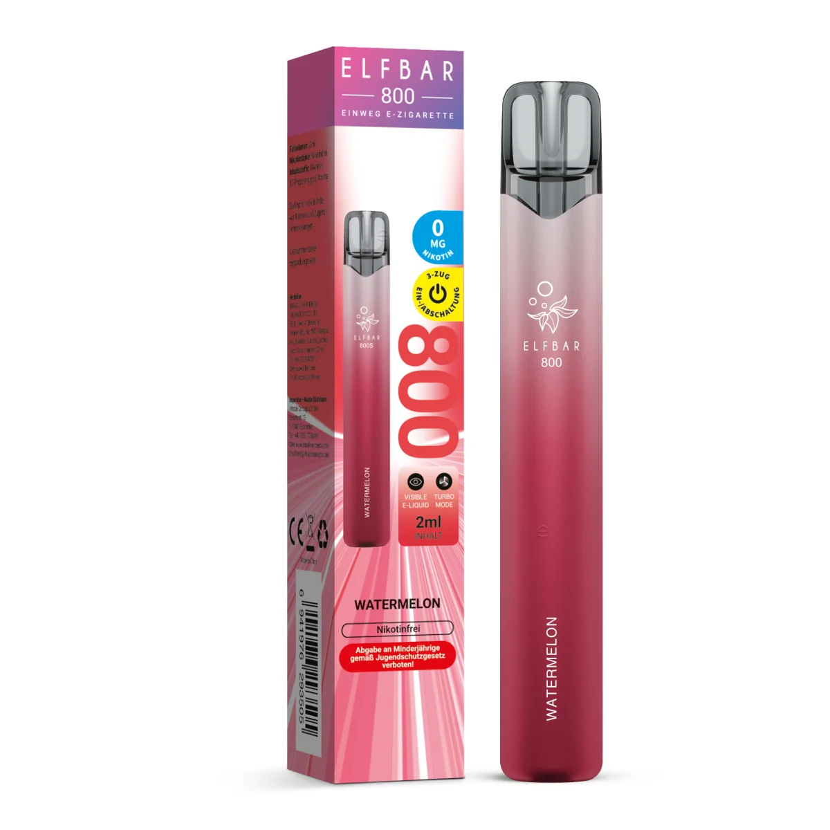 Elfbar 800 Einweg E-Zigarette Watermelon Nikotinfrei