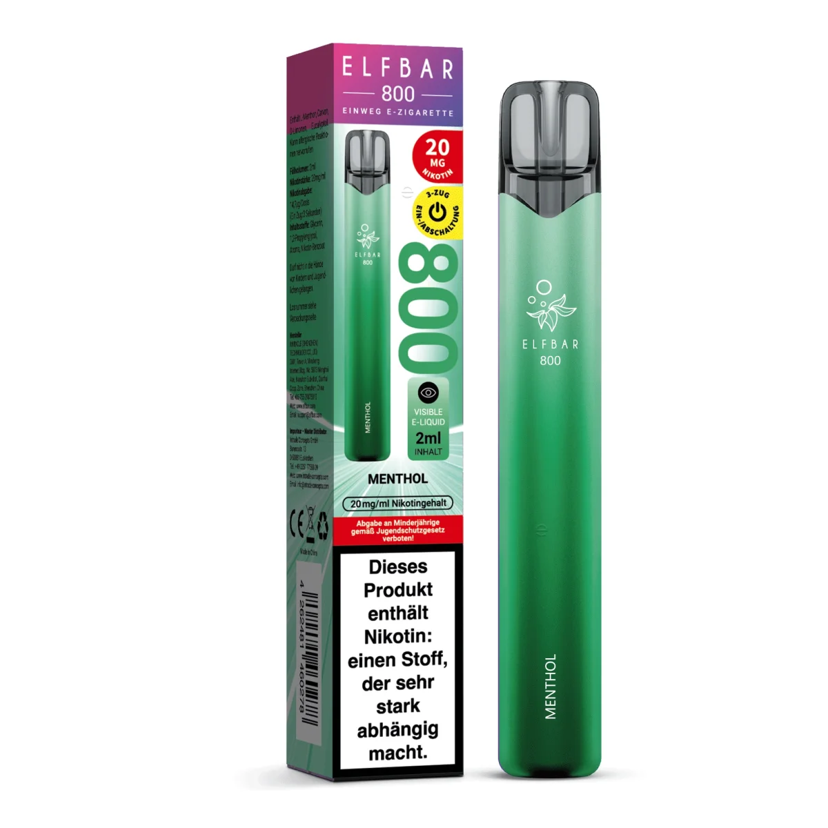 Elfbar 800 Einweg E-Zigarette Menthol 20mg Elfbar 800 Einweg E-Zigarette Menthol 20mg