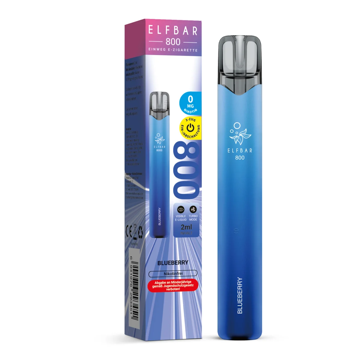 Elfbar 800 Einweg E-Zigarette Blueberry Nikotinfrei